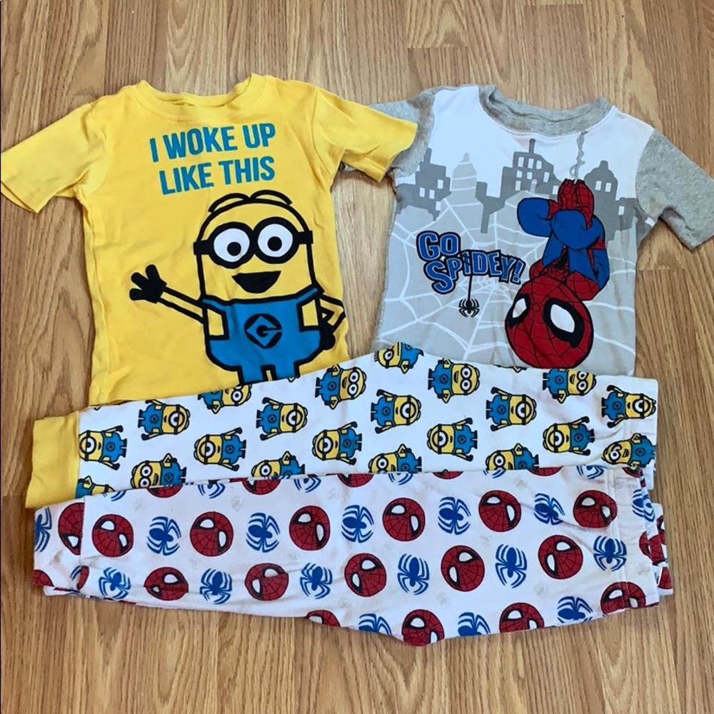 Minion and Spider-Man PJ pajama sets 4T like new!